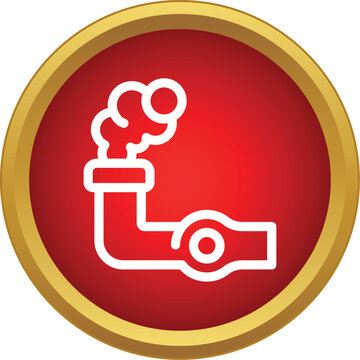 White pipe emitting smoke from a red circle with gold border