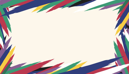 Obraz premium Abstract artistic border frame with colorful sharp brush strokes around a cream copy space.