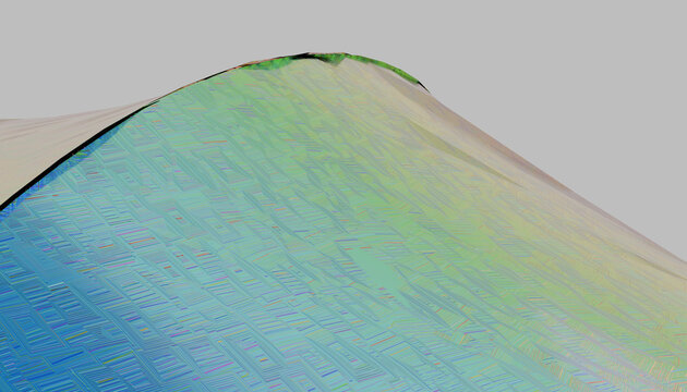 Patterned curved surface with multicolor geometric texture