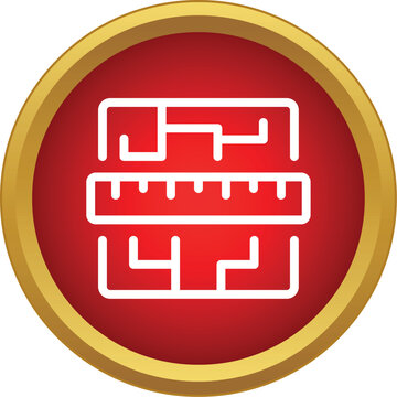 Architectural ruler icon over a building layout, symbolizing design and measurement