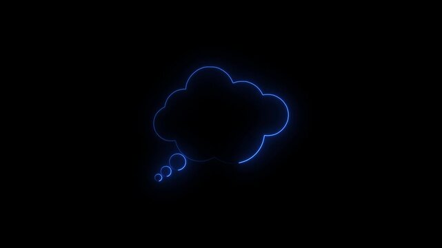 Digital illustration of glowing speech bubbles with chat icons in dark background