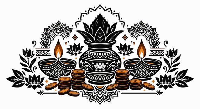 Lakshmi Puja Choti Diwali Festive Indian Art