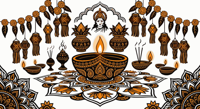Choti Diwali Celebration Goddess Lakshmi Ganesha