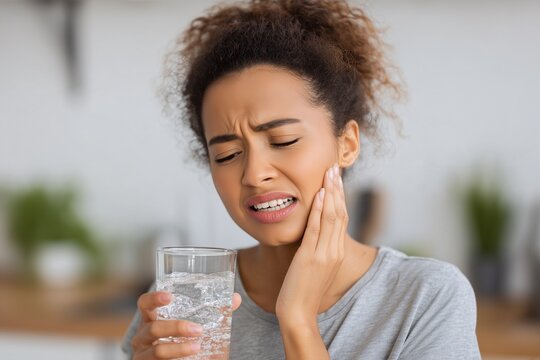 Woman Experiencing Tooth Sensitivity From Cold Drink