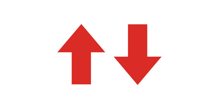 Red up arrow and red down arrow for illustrating movement and change.