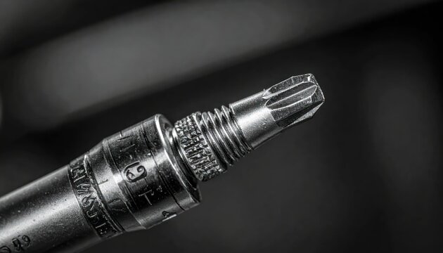 Close-up Macro Shot of a Torx Bit Socket Wrench Head on a Dark Background