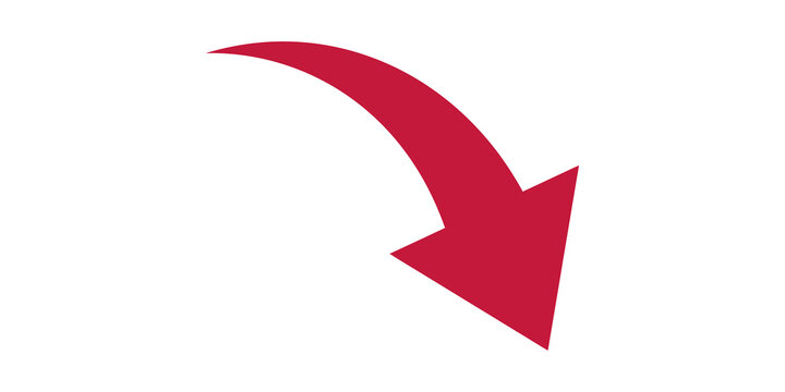 Dark red curved arrow pointing down indicating decline or loss.