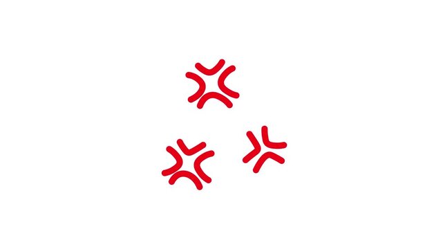 Animated red anger symbol, angry expression element, red curved lines; suitable as an additional element for your videos (4K).