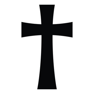 Christmas Day, Christian cross vector icon, black religious crucifix symbol, spiritual church emblem for graphic design and faith branding isolated on White Background