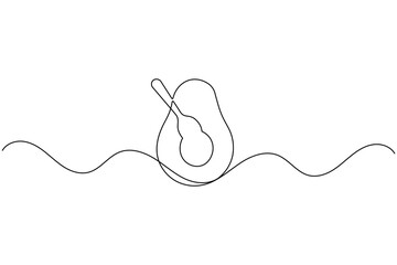Obraz premium Avocado fruit with spoon continuous one line drawing minimalist vector illustration