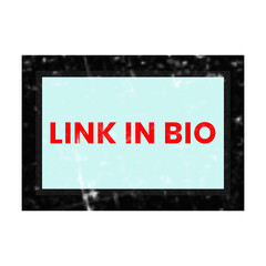 Fototapeta premium Link in bio text on black screen with red outline