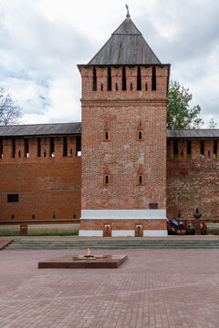 The fortress wall and tower of the Smolensk Kremlin, Russia