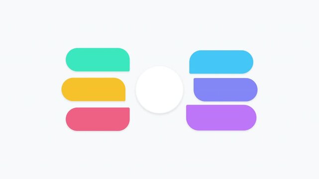 Animated geometric infographic elements with floating colorful tabs