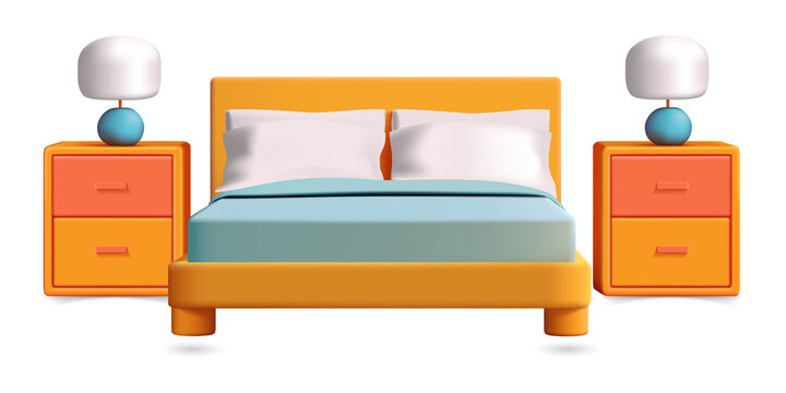 Bedroom furniture set isolated on a transparent background