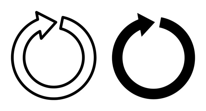 Circular Arrow Icons, Refresh Symbol, Reload Loop, Repeat Sign, Vector Graphics for UI and Web Design