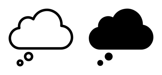 Fototapeta premium Thought Bubble Icons, Speech Cloud Symbols, Idea Bubbles, Thinking Symbols, Communication Icons, White and Black Vector Graphics