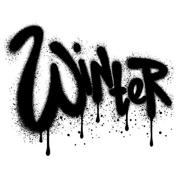 Winter lettering greeting sign with graffiti style. For flyer, t-shirt or mug print, poster, banner, sticker. Handwritten calligraphy.