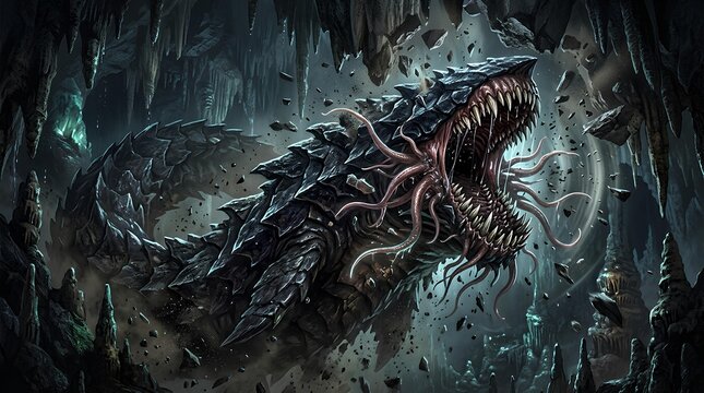 Aggressive deep sea monster with tentacles