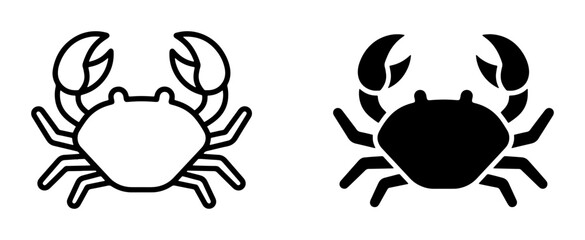 Fototapeta premium Crab Icons, Seafood Vector Art, Marine Life Symbols, Ocean Creature Graphics, Nautical Design Elements, Black and White Illustrations