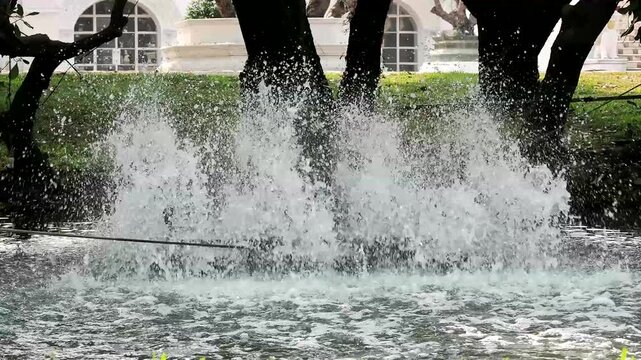 The gush of water of a fountain