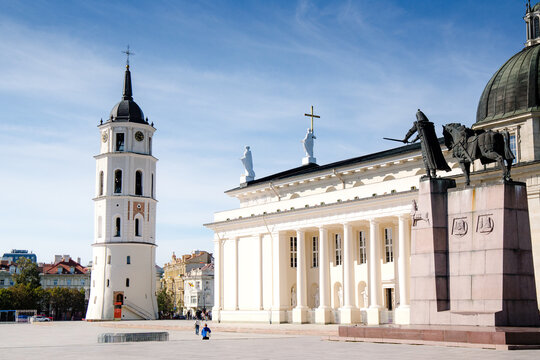 The Cathedral Square in Vilnius in early September in Vilnius in Lithuania