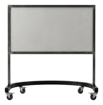 Two-panel rolling metal frame with caster wheels