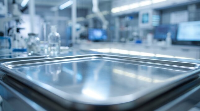 Sterile Stainless Steel Surgical Tray in Modern Medical Laboratory