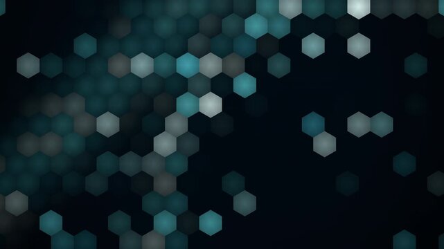 Abstract hexagon grid cyan and teal motion background, seamless 4K loop animation
