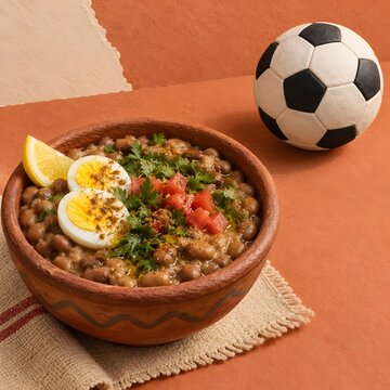 sports football egyptian ful medames bean stew with stadium ball