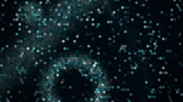Abstract hexagon grid cyan and teal motion background, seamless 4K loop animation
