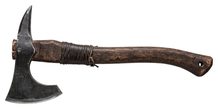 Single-bladed axe with wrapped wooden handle