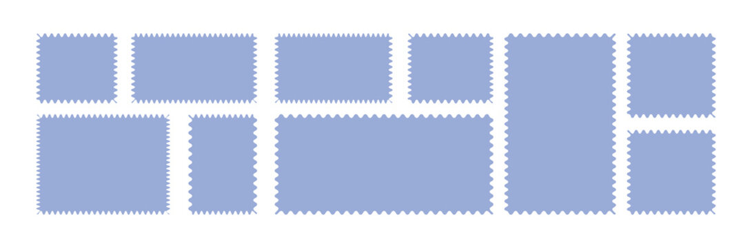 geometric zig zag shape.  Zig zag square shape collection. set wavy edge frames. vector illustration.