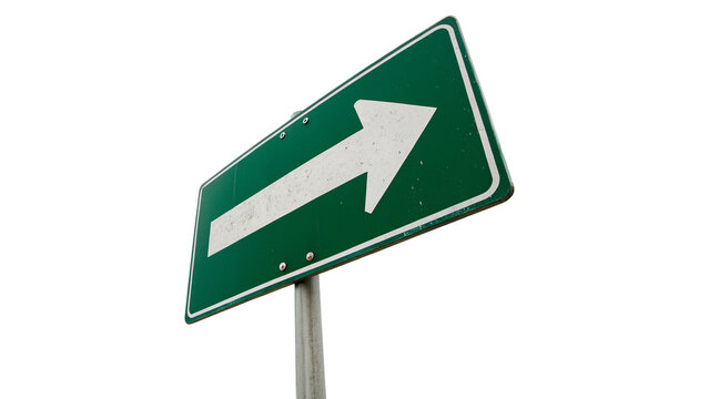 Green rectangular road sign with white arrow pointing forward highway notice mockup