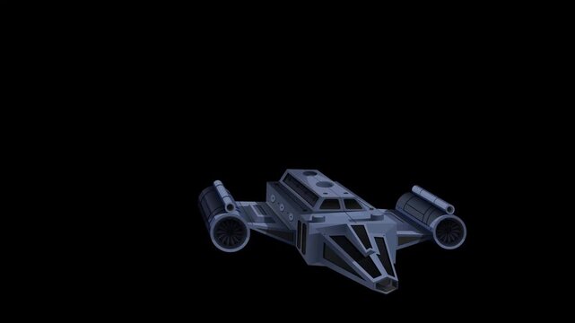 Animated Sci-Fi Spaceships Floating Across a Solid Black Background