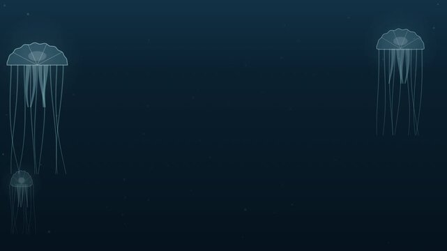 Translucent jellyfish pulsing gracefully in deep ocean seamless loop