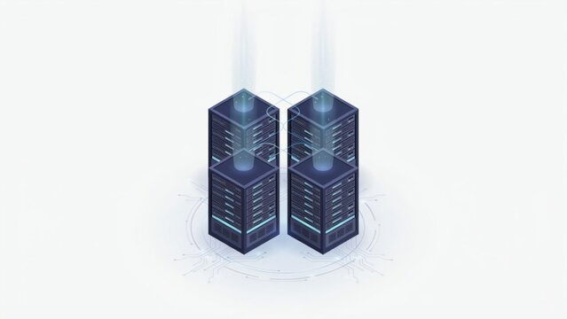 Isometric server racks in data center style