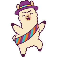 Obraz premium Cute Alpaca Ilama Party Dancing Expert