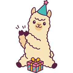 Obraz premium Cute Alpaca Ilama Party Clapping