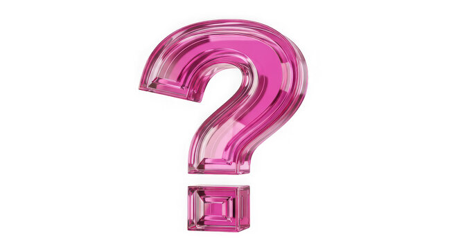 Shiny pink question mark balloon for party decoration isolated on transparent background
