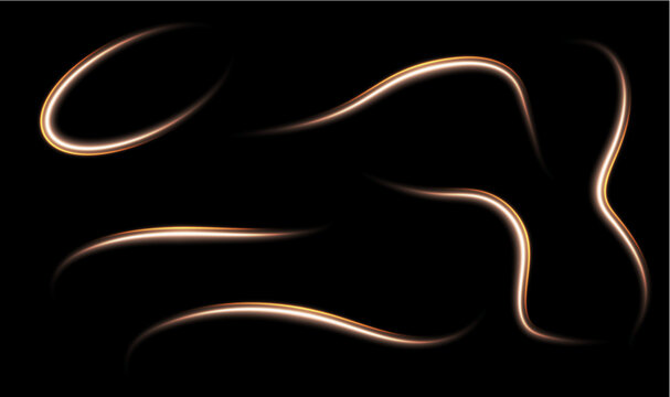 Abstract Warm Bronze Glowing Wavy Light Lines Vector Overlay