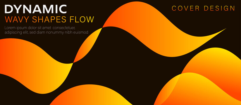 Dynamic Wavy Shapes Flow Background Vector Illustration Abstract Orange and Yellow Fluid Wave Cover Design Template for Banner Header Poster Business Presentation