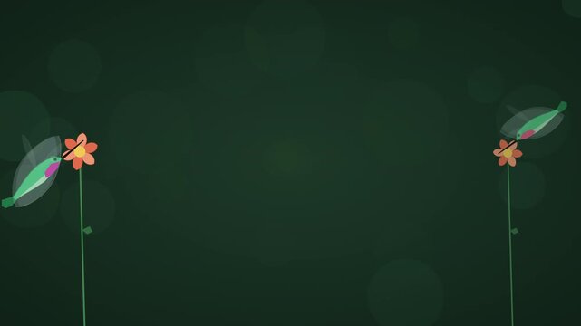 Hummingbird hovering and flapping its wings at a flower seamless loop