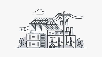 Fototapeta premium Sustainable Smart City Infrastructure with Renewable Energy and Data Centers
