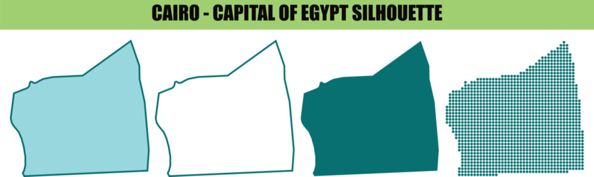 Cairo capital of egypt silhouette map flat vector illustration.