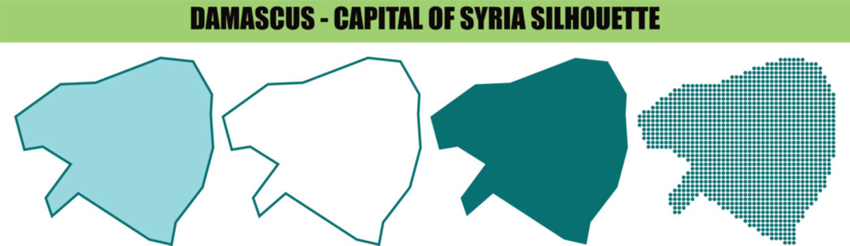 Damascus capital city of syria silhouette map vector design.