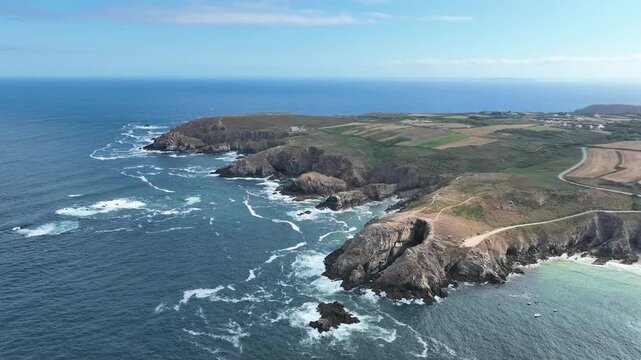 survol de la Pointe du Raz et de la pointe du Van dans le Finist&egrave;re sud, Bretagne