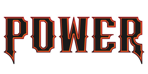Retro gothic power typography text effect on transparent background © Ndoewer