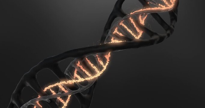 High Tech Science Concept of Mutated DNA Strand Glowing in Dark. Science and Medical Concept.