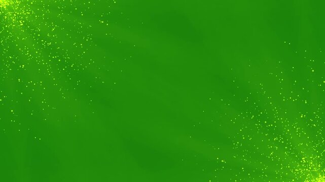 Flying particles motion background with luminous dust, soft light glow and blurred bokeh atmosphere, elegant abstract design for celebration, christmas and new year, seamless,green background 4K