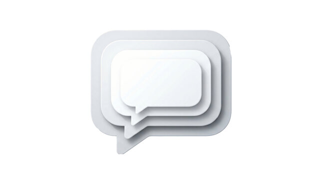 Layered white speech bubble icons featuring smooth rounded corners and clean minimalist paper style aesthetic visual design on transparent background
